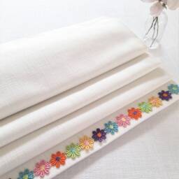 Pure White Roman Blind With Daisy Chain Trim & Blackout Lining - thumbnail 2