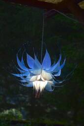 Flower-Shaped Resin Pendant Lamp Blue & White, One-Of-A-Kind, Hand-Painted Piece - thumbnail 1