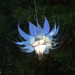 Flower-Shaped Resin Pendant Lamp Blue & White, One-Of-A-Kind, Hand-Painted Piece - thumbnail 2