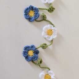 Hand Crochet Daisy Garland, Forget-Me-Not Nursery/Home/Campervan Decorations - thumbnail 2