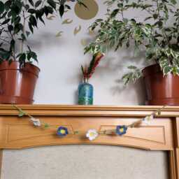 Hand Crochet Daisy Garland, Forget-Me-Not Nursery/Home/Campervan Decorations - thumbnail 3