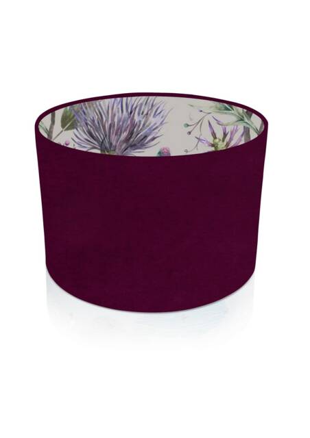 Recycled Damson Purple Brushed Linen With Varys Violet Interior Cylinder/Drum Lampshades Pendant Shade Table - image 1