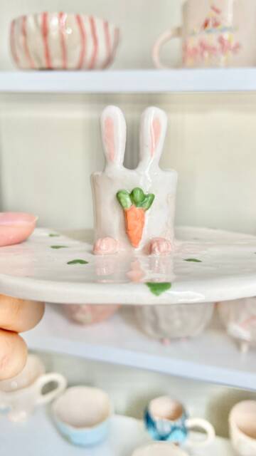 Personalized Bunny Candlestick Holder Custom Handmade Candle Ceramic Cute With Carrot Animal Green Heart Shapes Unique Gifts