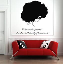 African Woman Wall Decal Beauty Salon Decor, Afro Girl Art Hs159 - thumbnail 1