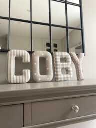 Fabric Letters - Nursery Decor Inspo Neutral Beige Decor Wall Hanging Letter - thumbnail 1