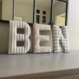 Fabric Letters - Nursery Decor Inspo Neutral Beige Decor Wall Hanging Letter - thumbnail 2