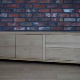 Hand-Crafted Chunky Oak Tv Cabinet - Media Console Unit Solid Clear Finish - thumbnail 4
