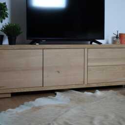 Hand-Crafted Chunky Oak Tv Cabinet - Media Console Unit Solid Clear Finish - thumbnail 2