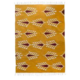 Cypress Flatwoven Modern Wool Kilim Rug Floral Mustard Area Rug Runner Southwestern Minimal Bohemian Living Room Carpet 2x3 4x6 5x8 8x10 - thumbnail 2
