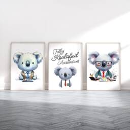 Accountant Graduation Gift - 3 Koalafied Posters - Accounting Bookkeeper Wall Art Finance Team Decor Watercolour Artwork - thumbnail 2