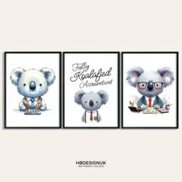Accountant Graduation Gift - 3 Koalafied Posters - Accounting Bookkeeper Wall Art Finance Team Decor Watercolour Artwork - thumbnail 1