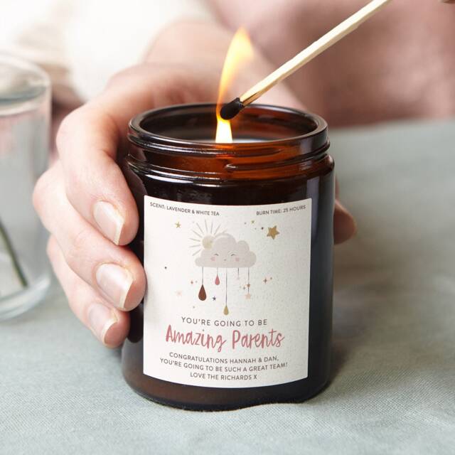 Personalised Pregnancy Congratulations Candle Parents To Be Gift, Soy Wax - image 1