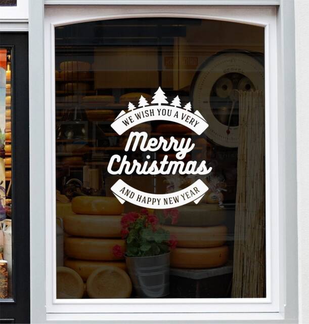 We Wish You A Very Merry Christmas Window Sticker Xmas Shop Home Decoration Decal - image 1