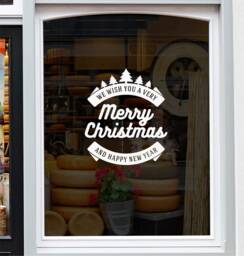 We Wish You A Very Merry Christmas Window Sticker Xmas Shop Home Decoration Decal - thumbnail 1