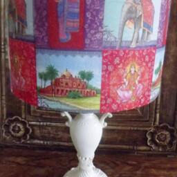 Shabby Chic Lampshade Indian Patchwork Red Purple Gold By Fatta Da Mamma Free Gift - thumbnail 3