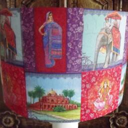 Shabby Chic Lampshade Indian Patchwork Red Purple Gold By Fatta Da Mamma Free Gift - thumbnail 2