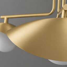Handmade Mid-Century Modern Brass Flush Mount Ceiling Light, Glass Shades - thumbnail 3