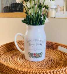 Personalised Christmas Jug Custom Festive Flower Vase, Table Decoration - thumbnail 1