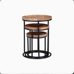 Mango Wood Nesting Side Tables Industrial Style Set Of 3 - thumbnail 3