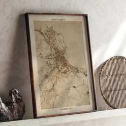Palermo, Sicily Map - Vintage Beige Detailed Print Italy Travel Gift - thumbnail 1