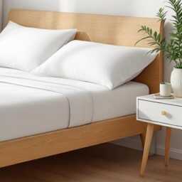 White Cotton Percale Flat Sheet Set, 200Tc Bedding - thumbnail 3