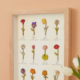 Mother's Day Gift, Flowers Of The Month Wall Art, Handpainted Wooden Flower Artwork, Ready To Hang Home Decor, Gift For Her - thumbnail 3