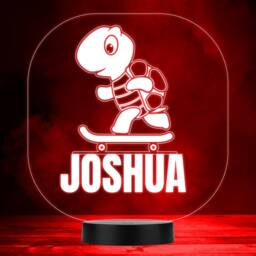 Turtle Riding Skateboard Colour Changing Led Lamp Personalised Gift Night Light - Bedroom - thumbnail 1