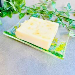 Handmade Glass Soap Dish Yellow Floral Trinket Dish - thumbnail 4