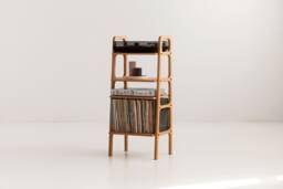 Record Player Stand, Midcentury Ladder Shelf Bookcase, Mid Century Modern Scandinavian Furniture, Wooden Bookcase - thumbnail 1