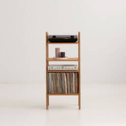 Record Player Stand, Midcentury Ladder Shelf Bookcase, Mid Century Modern Scandinavian Furniture, Wooden Bookcase - thumbnail 3