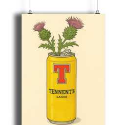 Tennent's Lager & Thistle Print - Scottish Prints Art- Kitchen - Print Only, Frame Not Included - thumbnail 2