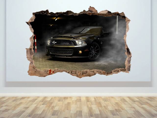 Black Muscle Car Wall Decal Vinyl Sticker Supercar Decor Mustang Gift For Boy Room Print - image 1