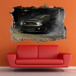 Black Muscle Car Wall Decal Vinyl Sticker Supercar Decor Mustang Gift For Boy Room Print - thumbnail 2