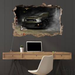 Black Muscle Car Wall Decal Vinyl Sticker Supercar Decor Mustang Gift For Boy Room Print - thumbnail 3