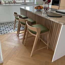 Wooden Stools, Modern Counter Stool With Back - thumbnail 2