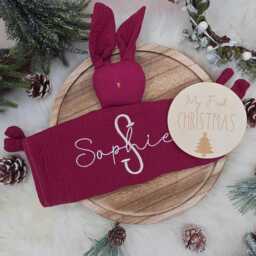 Personalised Christmas Baby Gift Set Bunny Comforter & Photo Sign - My First - thumbnail 2