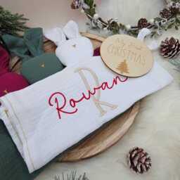 Personalised Christmas Baby Gift Set Bunny Comforter & Photo Sign - My First - thumbnail 3
