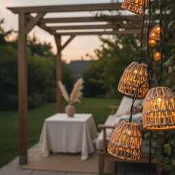 Battery Operated Rattan String Lights, Waterproof Boho Patio Warm White Garden Balcony Decor, 10 Led Outdoor Lanterns - thumbnail 4