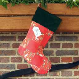 Personalised Fabric Christmas Stocking Handmade Patchwork Design, Made With Liberty Fabrics - thumbnail 2