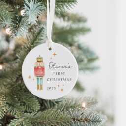 Personalised Baby's First Christmas Decoration - Keepsake Bauble Gift Ceramic Ornament 1st Nutcracker - thumbnail 3