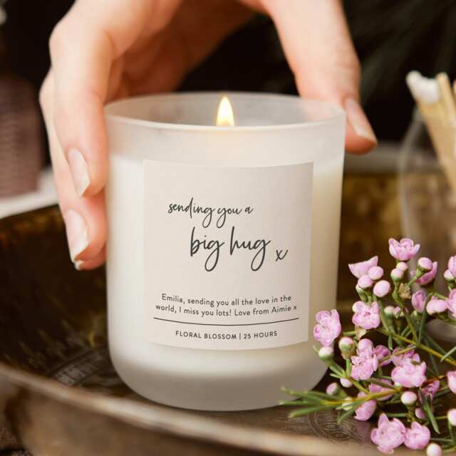 Thinking Of You Candle Gift Soy Wax, Personalised Hugs From Afar - image 1