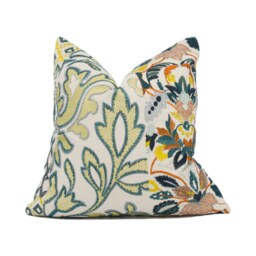 Gp & J Baker - Queens Sampler Amber/Emerald Palace Inspired Embroidered Cushion Cover Handmade Throw Pillow Designer Home D??cor - thumbnail 1