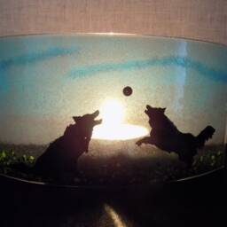 Fused Glass Border Collie Tea Light Shade - Unique Candle Holder - thumbnail 3