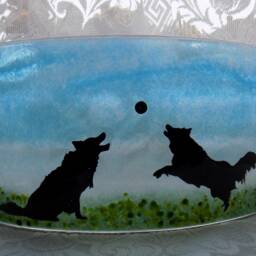 Fused Glass Border Collie Tea Light Shade - Unique Candle Holder - thumbnail 4