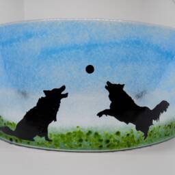 Fused Glass Border Collie Tea Light Shade - Unique Candle Holder - thumbnail 2