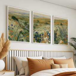 Green Grass Valley Poster Set, Botanical Wall Art, Landscape Prints - thumbnail 3