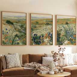 Green Grass Valley Poster Set, Botanical Wall Art, Landscape Prints - thumbnail 4