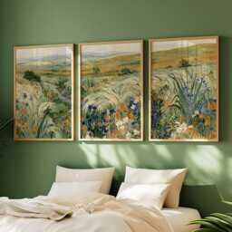 Green Grass Valley Poster Set, Botanical Wall Art, Landscape Prints - thumbnail 2