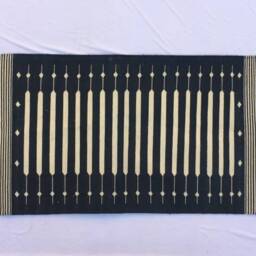 2X6 Ft Cotton Black & White Hand Woven Rug - 60 X 180 cm - thumbnail 3