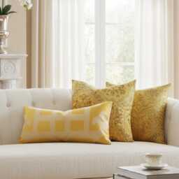 Yellow & Gold Venetian Velvet Pillow - thumbnail 4